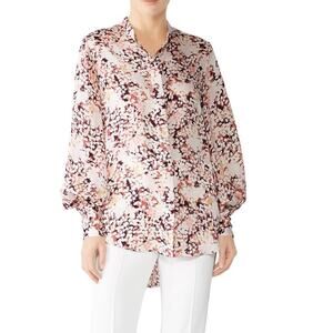 EQUIPMENT Boleyn Floral Blouse In Prune Violette Multi Size Large